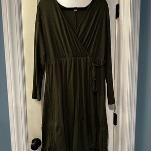 Olive Green Wrap Dress
